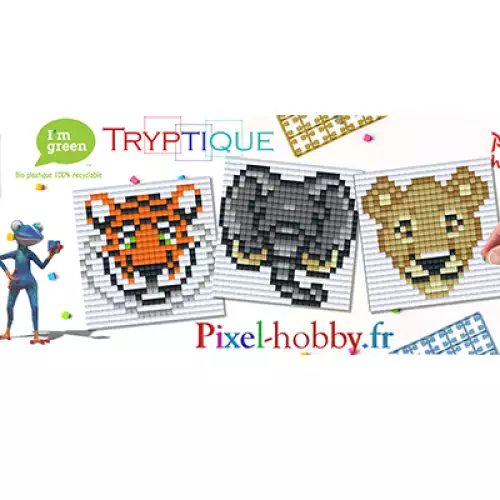 pixelhobby Triptyque Animaux de la jungle