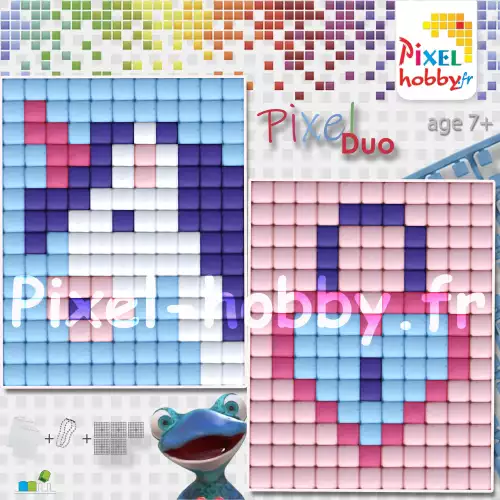 pixelhobby Duo Animaux - Licorne, Cœur