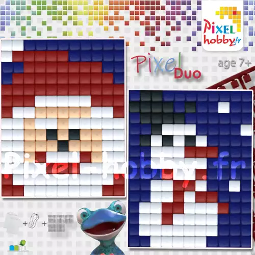 pixelhobby Duo Noël- Père Noël, Bonhomme de neige