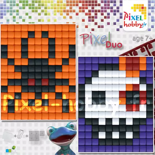 pixelhobby Duo Halloween- Araignée, Tête de mort