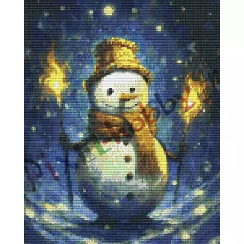 pixelhobby Bonhomme de neige aux torches