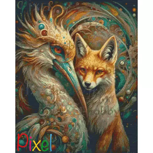 pixelhobby Contes et Fables revisités - La Cigogne et le Renard