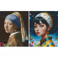 pixelhobby Les grands Peintres - Duo La jeune fille à la perle