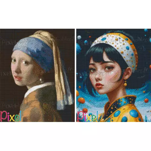 pixelhobby Les grands Peintres - Duo La jeune fille à la perle
